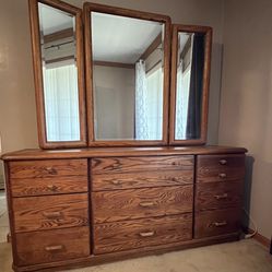 Oak Dresser With Mirror 