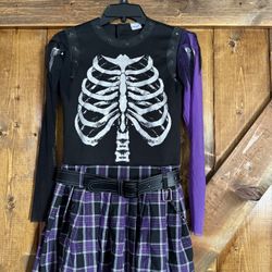 Punk Rock Glam Skeleton - Girls Halloween Costume 