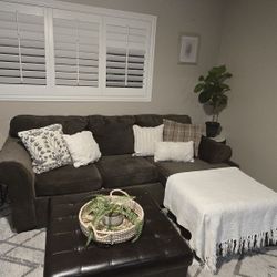 Brown Sectional Couch – Great for Playroom or DIY Project