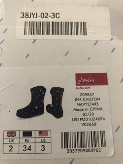 Joules Chilton Girls Rain Boots Size 3 In The Box
