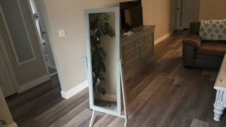 Grey standing mirror