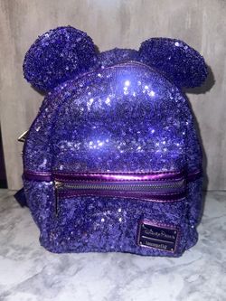 Disney Parks x Loungefly Purple Sequin Minnie Mouse Mini Backpack