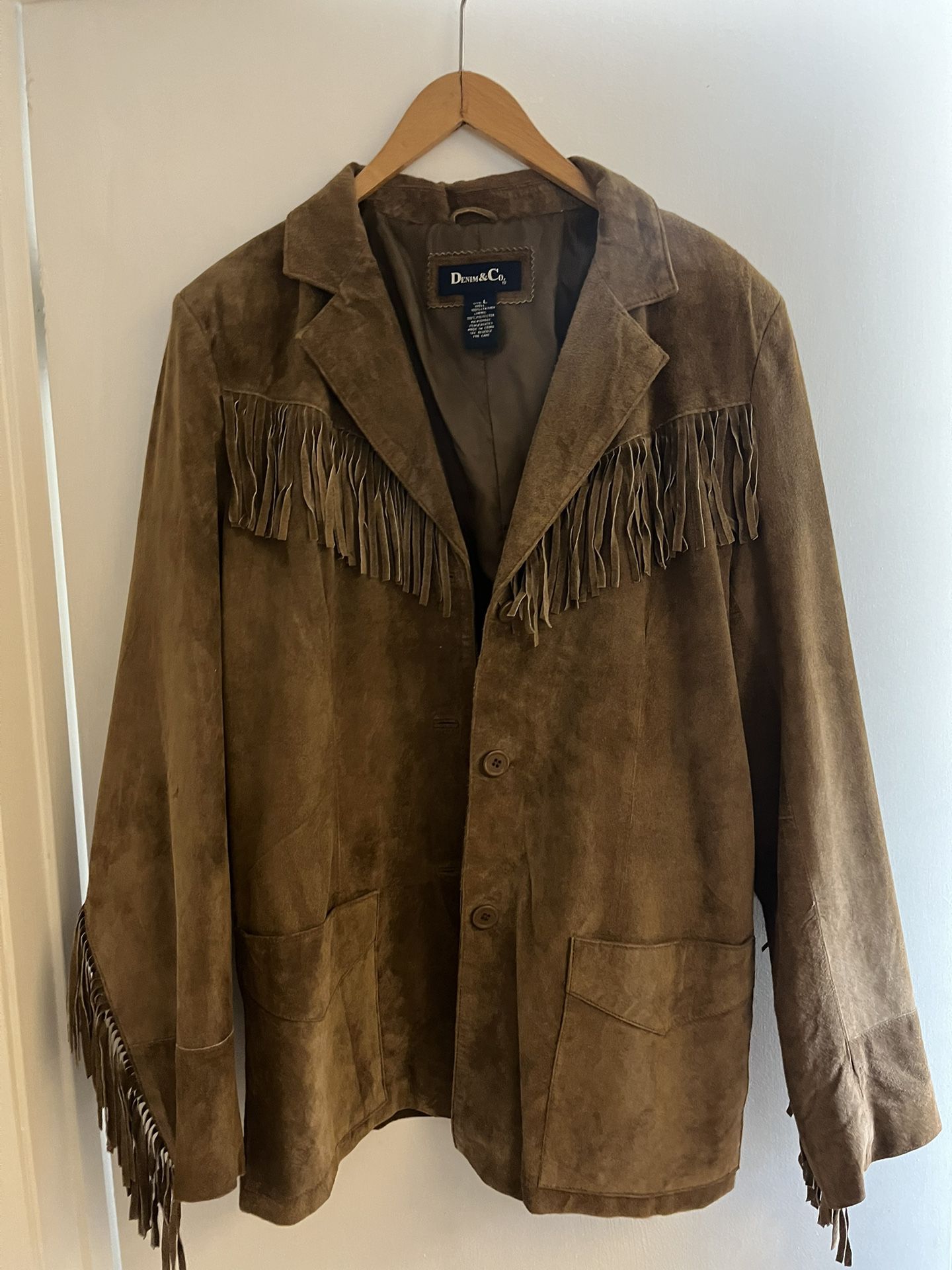 Tan Leather jacket With fringe - Men’s L