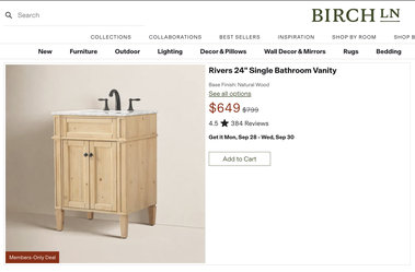 24" Bathroom Vanity with Marble Countertop from Birch Lane