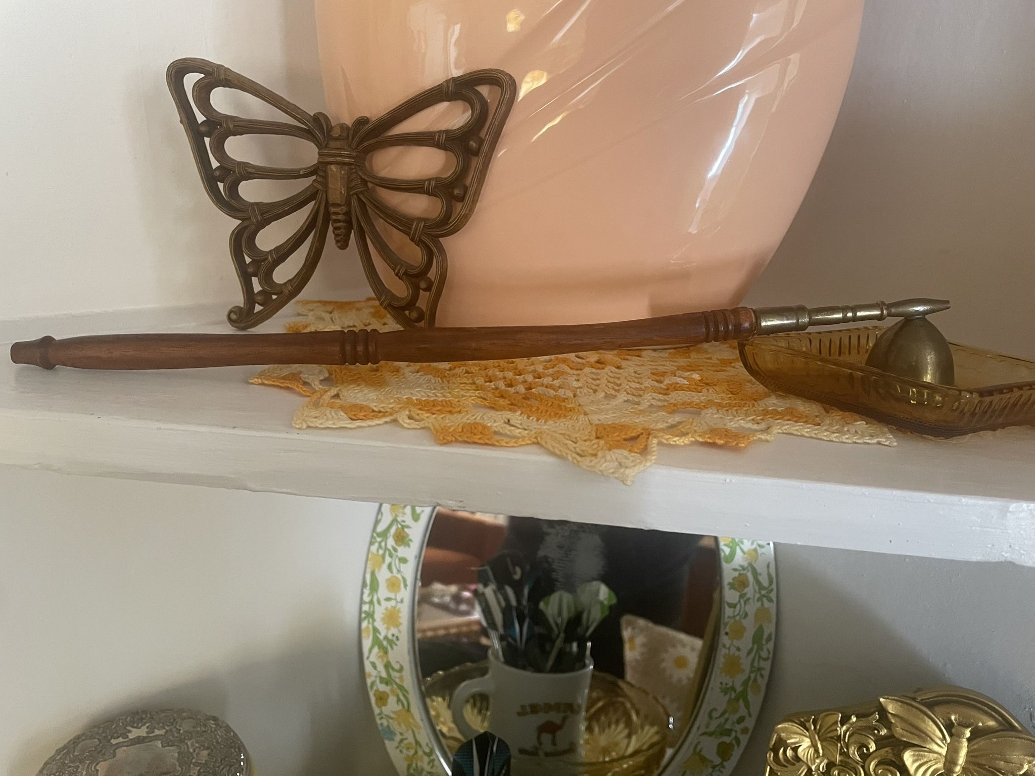 Vintage Candle Snuffer Vintage Brass Wooden Handle Candle Extinguisher