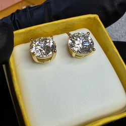 6ctw SS925 Moissanite Diamonds Gold Over Studs