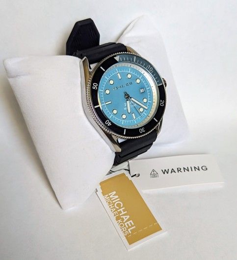 Michael Kors Blue Dial Black Strap Watch