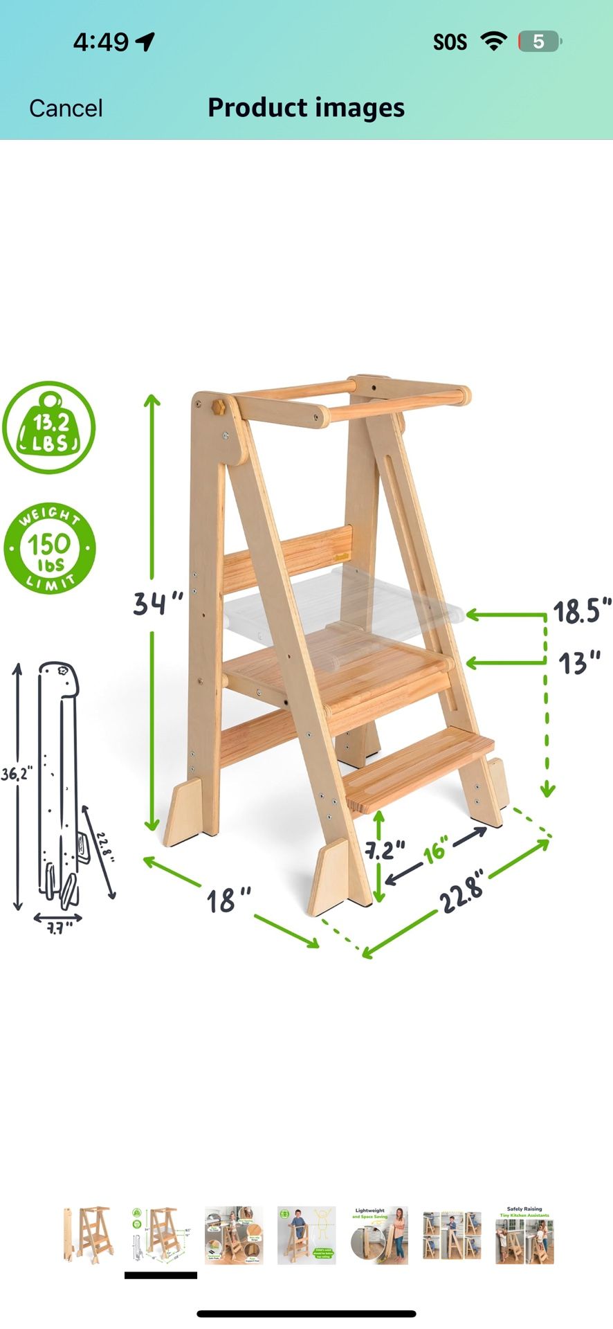 Brand new Montessori Wood Adjustable toddler tower / kitchen helper  