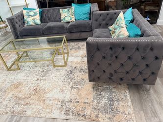 Gray upholstered sofa set