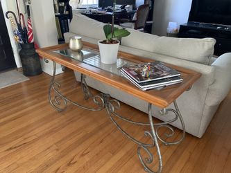 Console wooden/glass/metal table