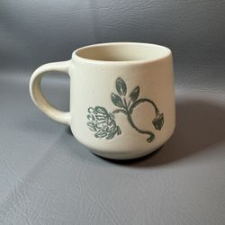 Vintage Look Nature Artisan Floral Coffee Tea Mug Dash Of That Cream Green 18 oz