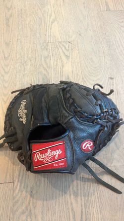rawlings catcher glove, black and red, 32 1/2