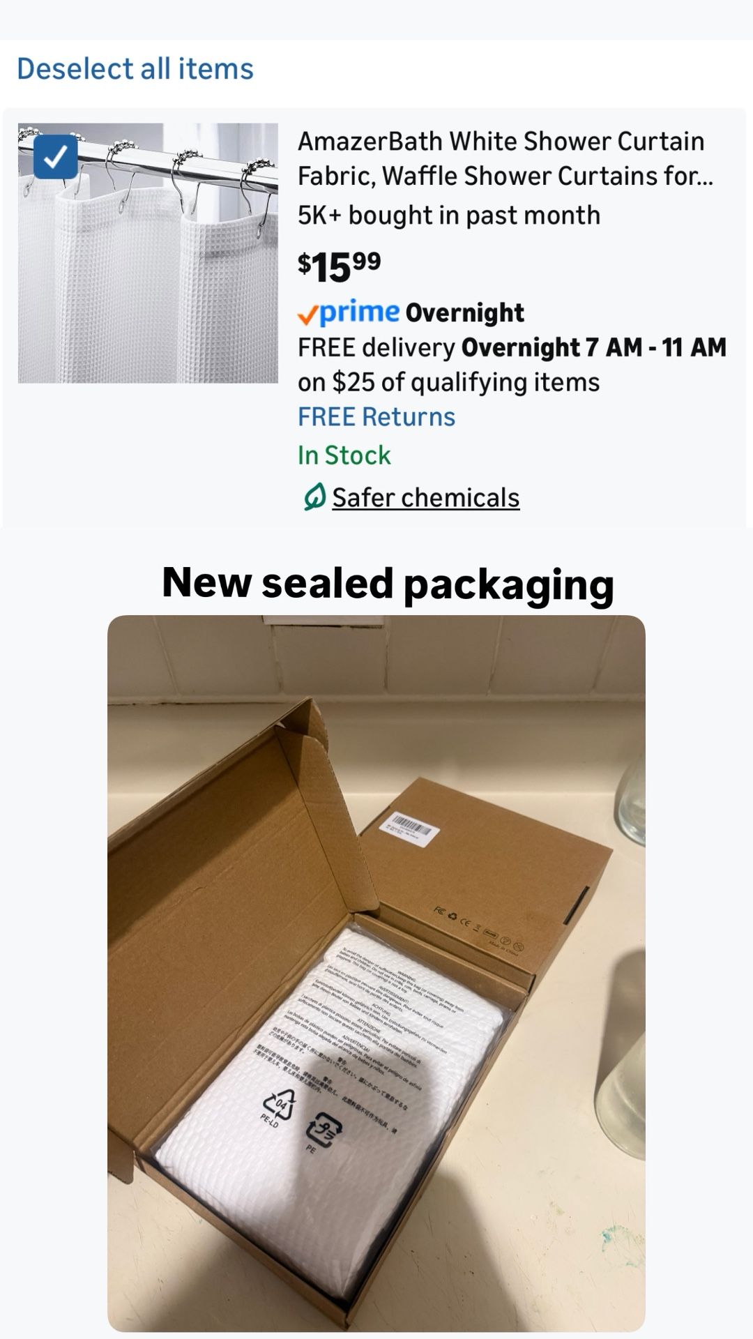 White Shower Curtain Fabric, Waffle Shower Curtains for Bathroom, Cloth Shower Curtain Heavy Duty, Thick Bathroom Shower Curtains Hotel Quality, Premi