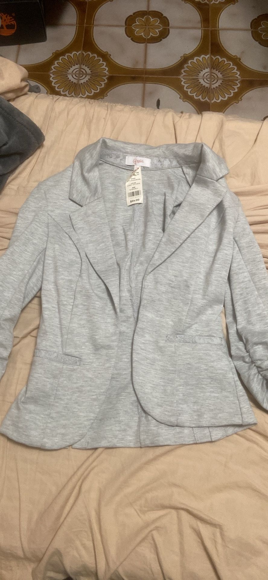 Brand New Original Price Shown Extra Small Light, Gray Stretchy Dress Jacket