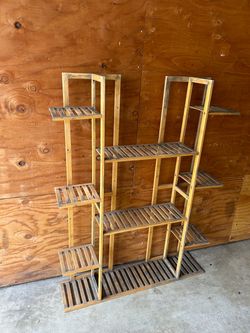 Wooden Multi-Tier Plant Stand Shelves