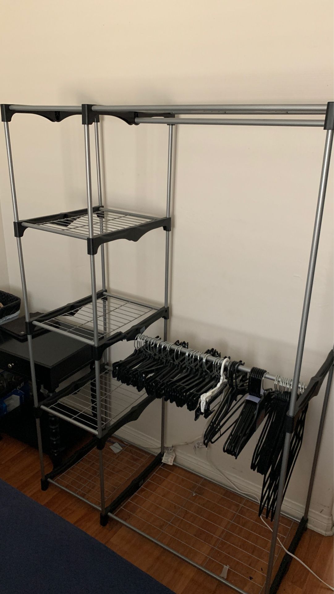 Closet rack with hangers