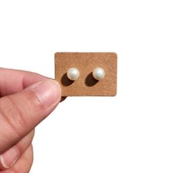 Silver Toned Post Pearl Earrings