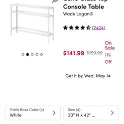 Narrow Glass Console Entryway Table