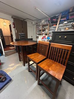 Drop-Leaf Counter-Height Table + 2 Chairs — $75
