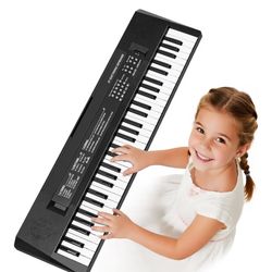 NEW 61 Keys Kids Piano Keyboard Toy with Mic – Portable Electronic Piano for 3 4 5 6 7 8 Girls Boys Beginners Birthday Xmas Gifts, Black