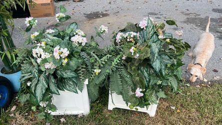 Artificial Flower Planter Boxes Set of 2