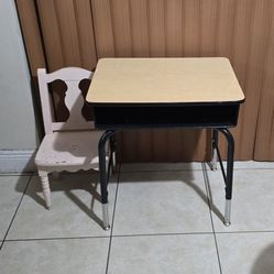 KIDS DESK Open Front Desk with Metal Storage Book Box, Adjustable