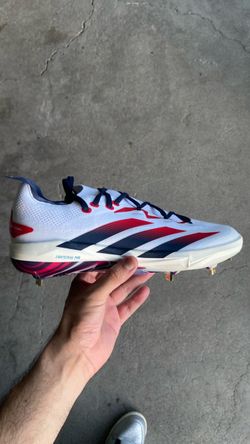 Adidas Adizero Electric + White Red Blue USA Metal Baseball Cleats Size 11.5