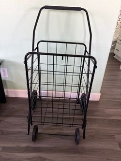 Folding Wire Shopping Cart with Wheels