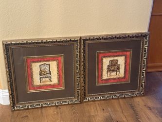 Pair of Framed Zebra Chair Wall Art Prints