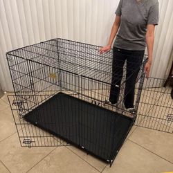 NEW XL Large Foldable Pet Cage Dog Crate 48” Steel Wire Cage