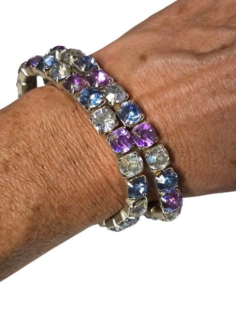 vintage ab pastel stone aluminum bracelets