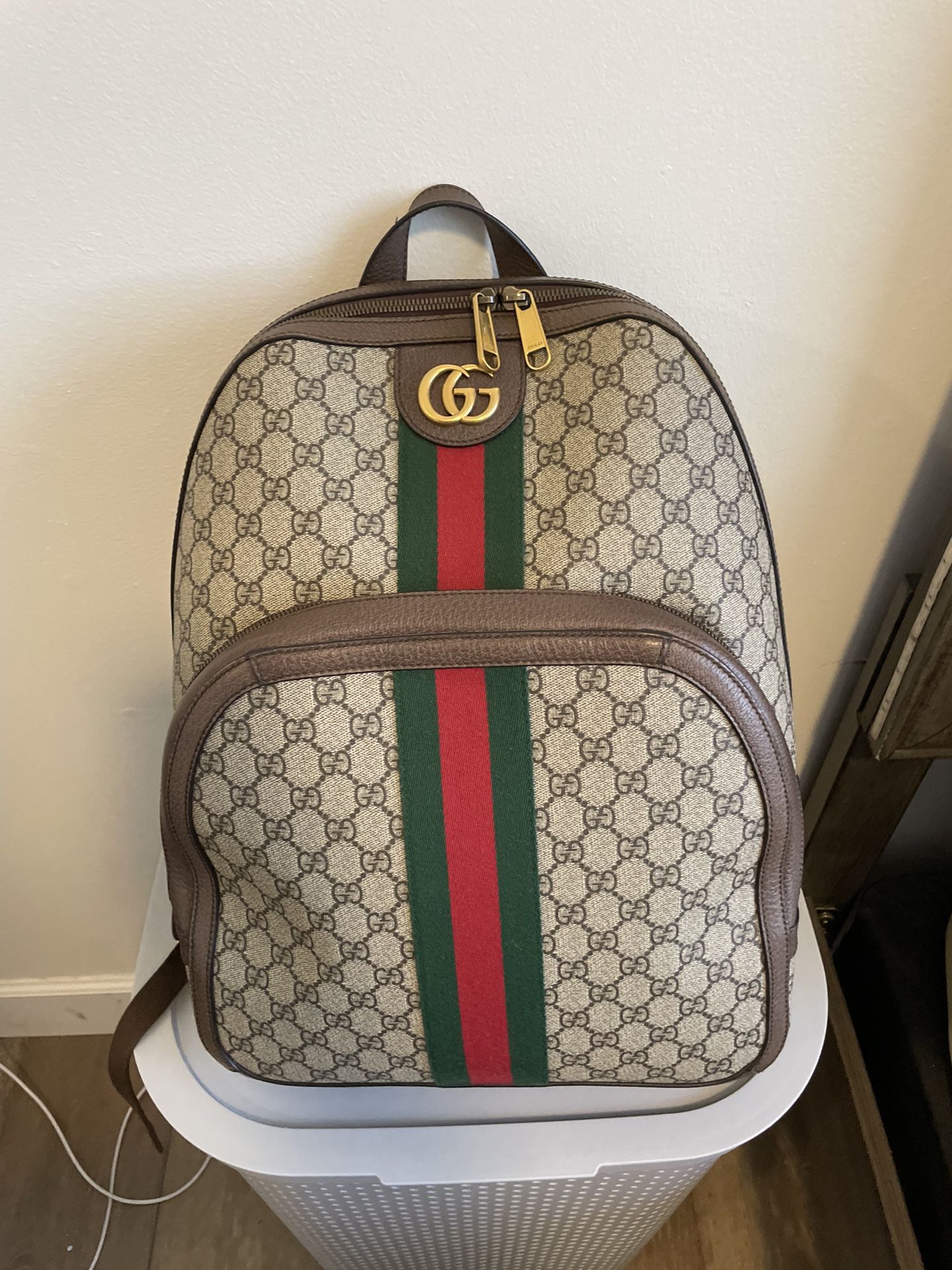 Gucci Ophidia Backpack GG Supreme Medium Beige/ebony