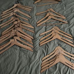 Assortment Of Wooden Clothes Hangers