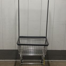 R&B Wire™ 96B58 Residential Rolling Wire Laundry Cart with Double Pole Rack, 2.5 Bushel, Chrome