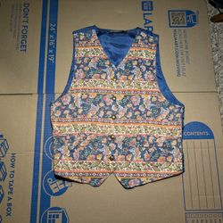 Vintage Bohemian Liz Wear Tapestry Floral Vest Size M Medium Womens Casual