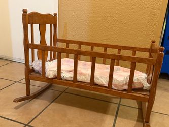 Wooden doll crib