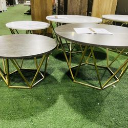 Brand new Round Nesting Coffee Table Set of 2, Modern Faux Marble Coffee Tables for Living Room