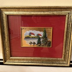 Vintage Italian Hand Painted Miniature on Sterling Silver and 22K Gold Leaf Framed Molfetta Italy