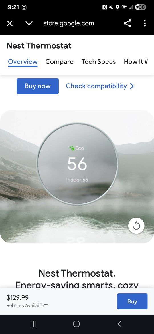 Google Nest Thermostat.
Energy-saving smart