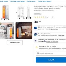 Costway Oil filled Radiator