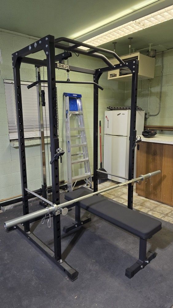 Rep Fitness PR-1100 Squatrack With Lat Pulldown Pulley Assembly
