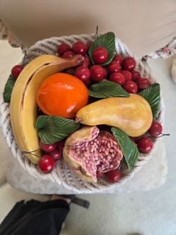 Vintage Capodimonte Italian Ceramic Fruit Basket Centerpiece - Mint Condition!