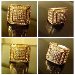 Gold Plated Men's Swarovski Crystal Pinky Ring Size 9