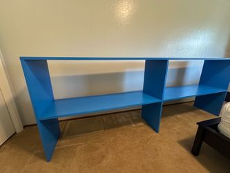 Large solid pressboard two tiered Lego display shelving unit