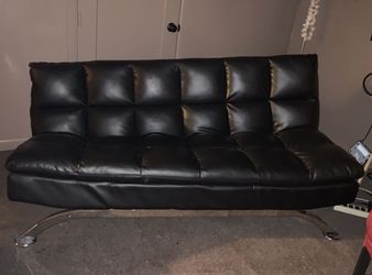 Black leather futon READ DESCRIPTION PLEASE 