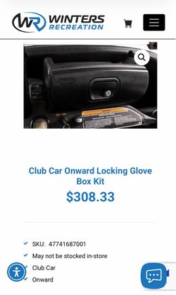 Club Car Onward Locking Glove Box Kit