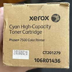 NEW IN BOX  Xerox Cyan High-Capacity Toner Catridge Phaser 7500 Color Printer