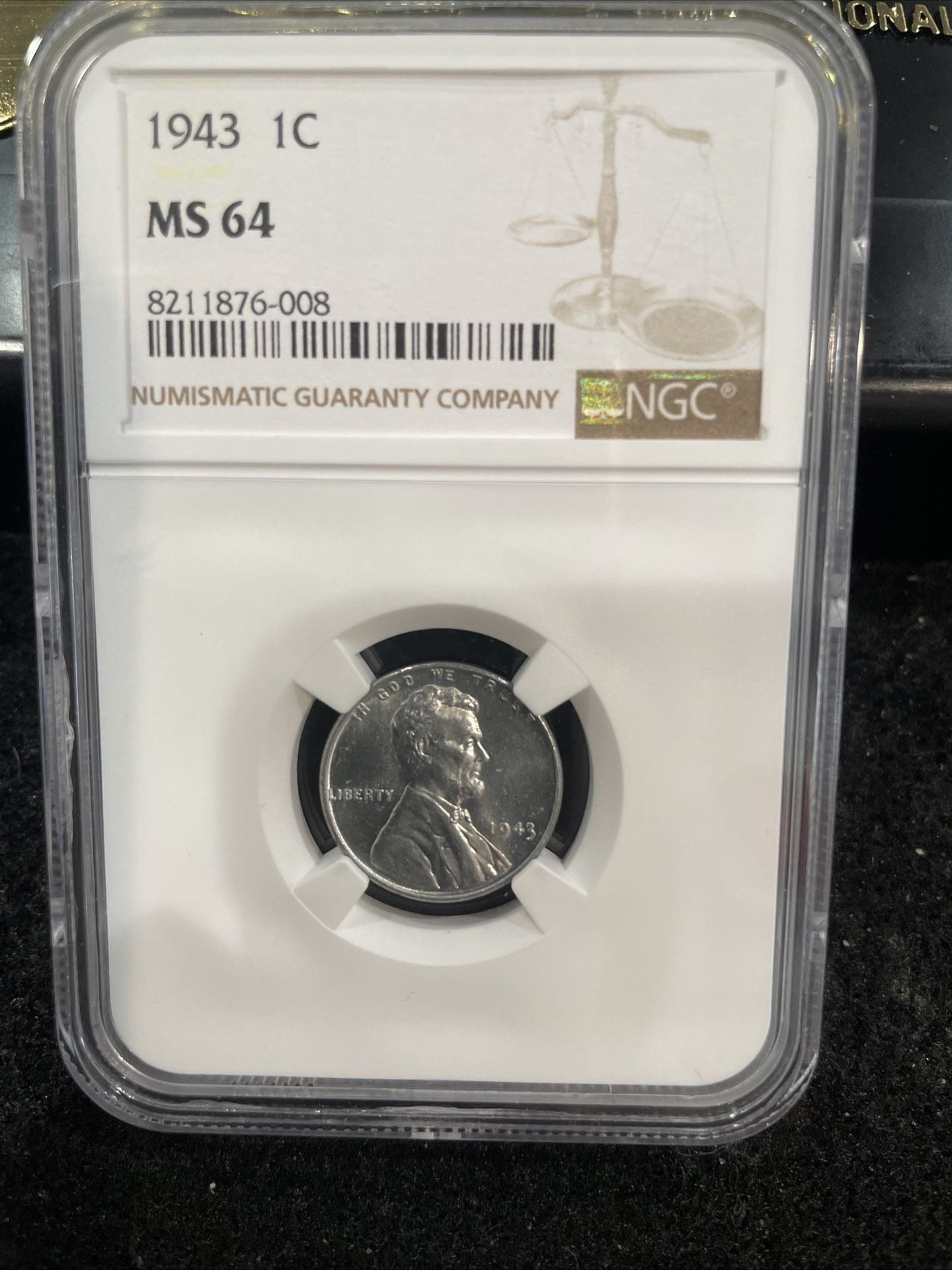 1943 Gem Uncirculated Wartime Lincoln Steel Penny Graded At 2-11