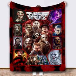Cartoon Horror Theme Blanket – Soft Cozy 50x60” Polyester Throw for Horror Fans