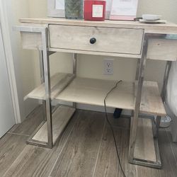 Sand Distressed Desk And Side Drawer